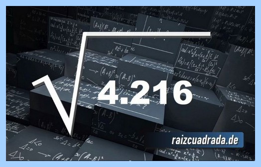 Forma de representar matemáticamente la operación raíz cuadrada del número 4216