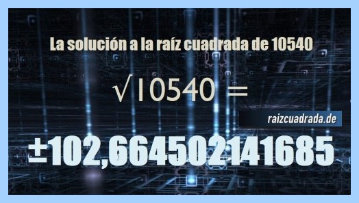 Número obtenido en la resolución raíz cuadrada del número 10540