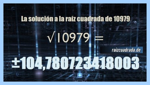 Solución finalmente hallada en la operación matemática raíz cuadrada de 10979