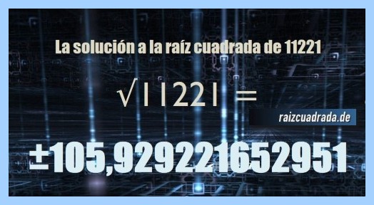 Solución finalmente hallada en la resolución operación matemática raíz del número 11221
