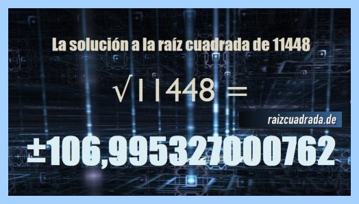 Solución final de la resolución operación matemática raíz cuadrada de 11448