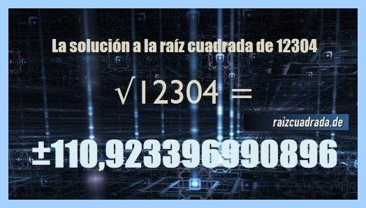 resultado conseguido en la operación matemática raíz del número 12304