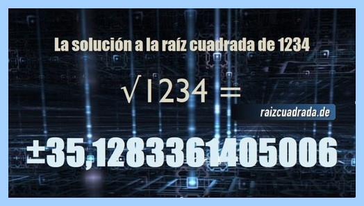 Número que se obtiene en la raíz cuadrada de 1234