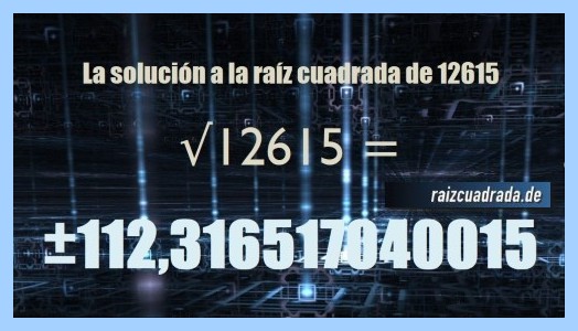 resultado obtenido en la operación matemática raíz del número 12615