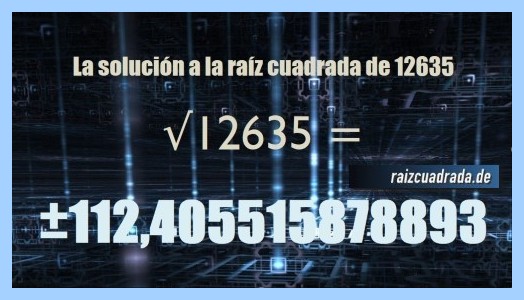 Número que se obtiene en la operación matemática raíz cuadrada del número 12635