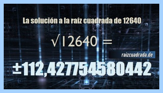 Solución obtenida en la operación matemática raíz cuadrada de 12640