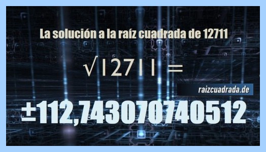 Solución conseguida en la resolución operación raíz cuadrada de 12711