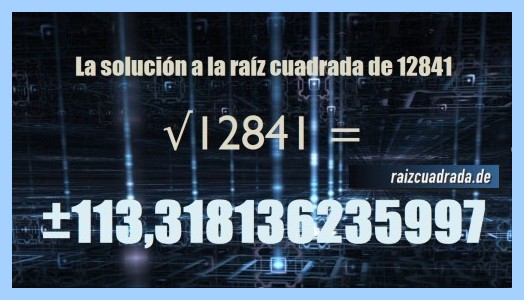 Solución final de la resolución operación matemática raíz de 12841