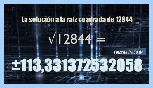 Solución que se obtiene en la resolución operación matemática raíz del número 12844