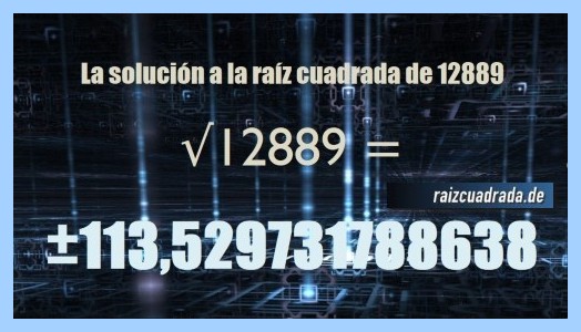 Solución finalmente hallada en la operación matemática raíz de 12889