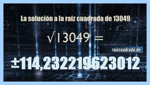 Solución que se obtiene en la resolución operación raíz de 13049