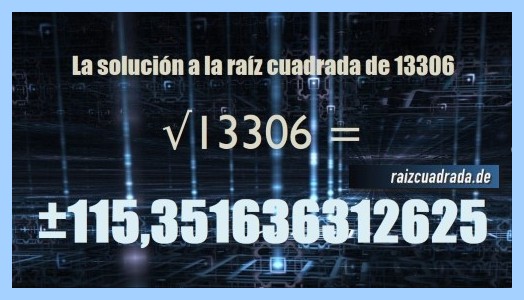 Solución obtenida en la resolución raíz cuadrada del número 13306