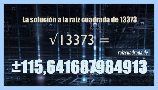 Solución obtenida en la raíz cuadrada de 13373