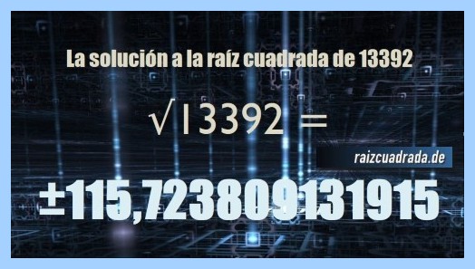 Solución que se obtiene en la raíz cuadrada de 13392