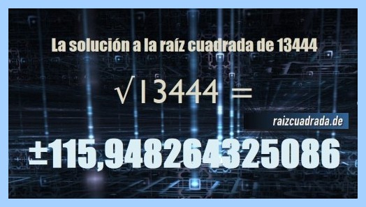 Solución conseguida en la resolución raíz cuadrada del número 13444
