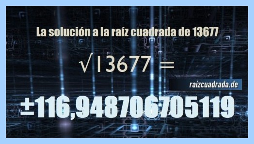 Solución que se obtiene en la raíz cuadrada del número 13677