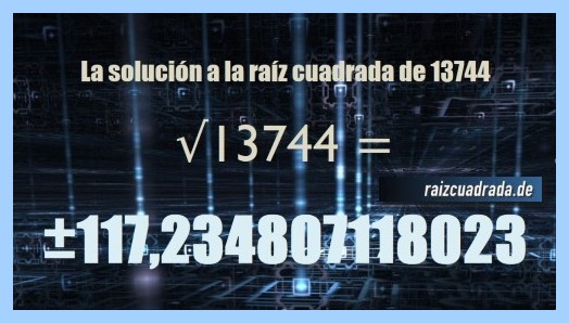 Número que se obtiene en la resolución operación matemática raíz cuadrada de 13744