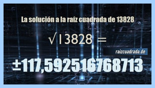 Solución conseguida en la operación matemática raíz de 13828