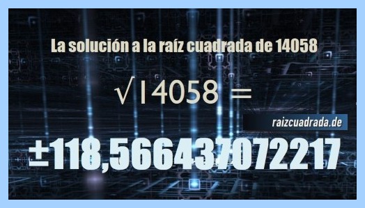 resultado conseguido en la operación matemática raíz cuadrada del número 14058