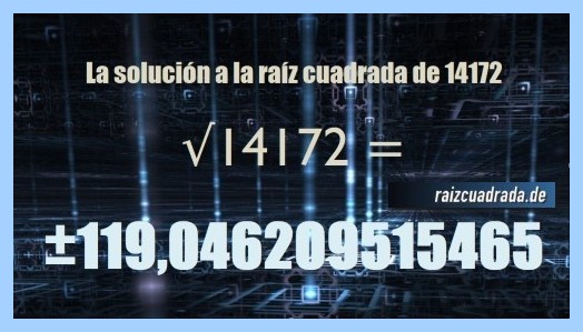 Solución final de la resolución operación matemática raíz de 14172