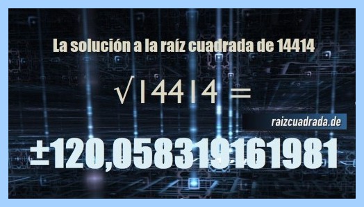 Solución conseguida en la operación matemática raíz del número 14414