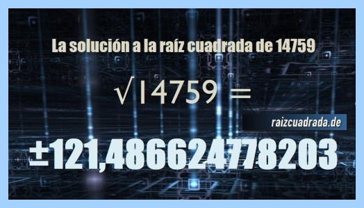 Solución que se obtiene en la resolución raíz cuadrada del número 14759