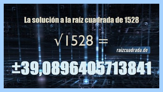 Solución que se obtiene en la resolución operación matemática raíz cuadrada de 1528