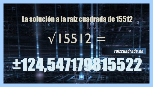 Solución finalmente hallada en la resolución raíz cuadrada del número 15512