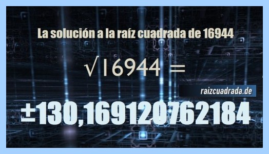 Número conseguido en la resolución operación matemática raíz de 16944
