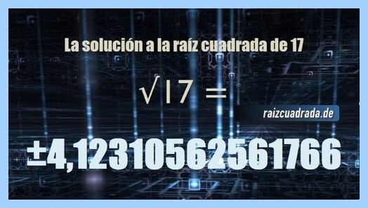 Solución final de la resolución operación matemática raíz del número 17