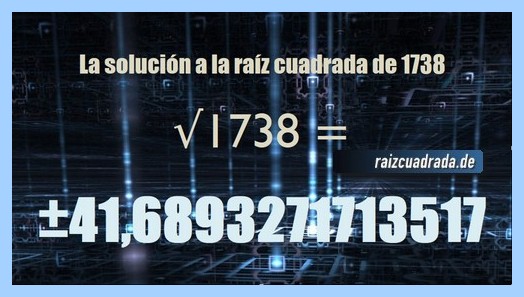 Solución conseguida en la operación matemática raíz de 1738