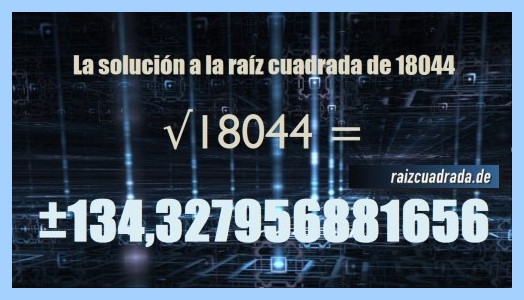 Solución finalmente hallada en la resolución operación matemática raíz de 18044