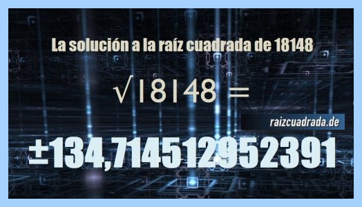 Solución que se obtiene en la operación raíz del número 18148