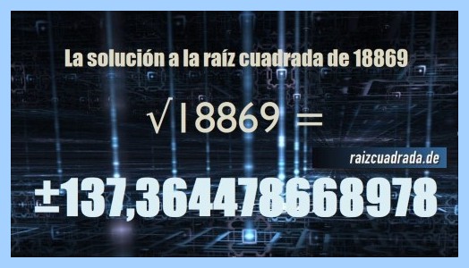 Número final de la resolución operación matemática raíz del número 18869