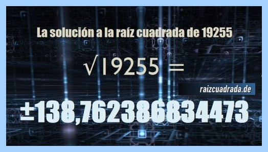 Solución final de la resolución operación matemática raíz cuadrada del número 19255