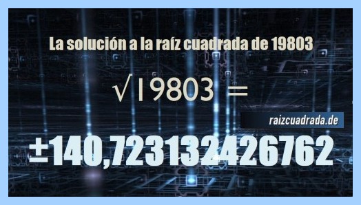 Número final de la operación matemática raíz cuadrada del número 19803