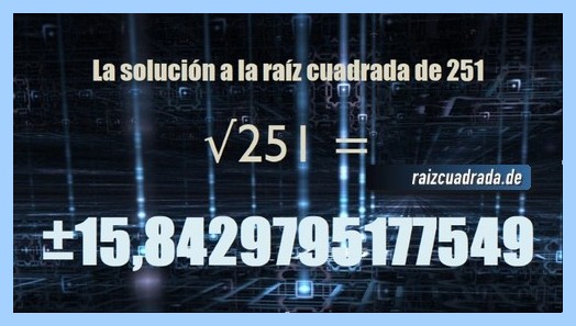 Solución finalmente hallada en la operación matemática raíz cuadrada del número 251