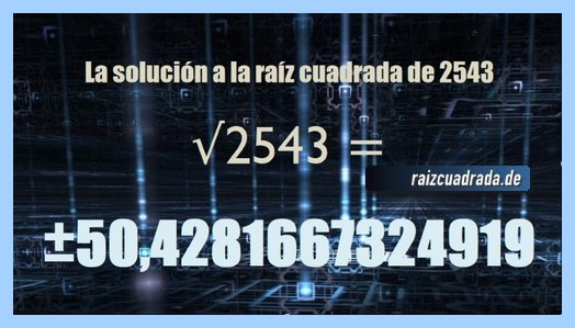 Solución conseguida en la operación matemática raíz del número 2543