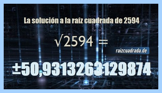 Solución finalmente hallada en la operación raíz cuadrada del número 2594