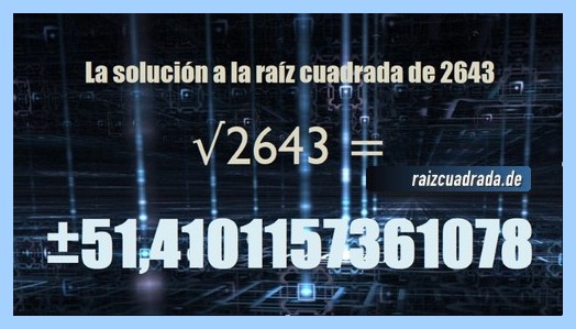 Número conseguido en la resolución operación matemática raíz del número 2643