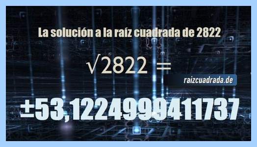 resultado finalmente hallado en la resolución operación matemática raíz de 2822