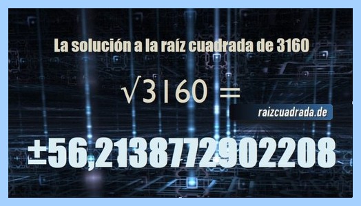 Número conseguido en la resolución operación raíz cuadrada del número 3160