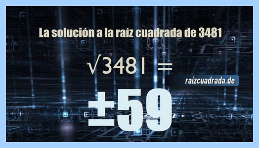 Solución que se obtiene en la resolución operación matemática raíz de 3481