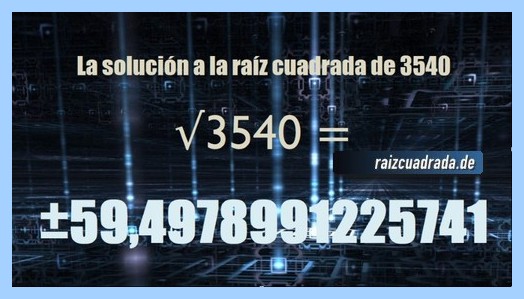 Solución obtenida en la operación matemática raíz del número 3540