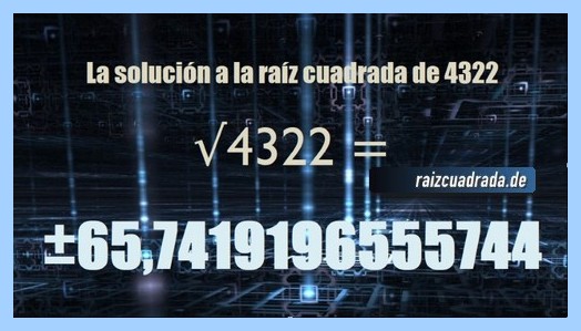 Solución obtenida en la operación matemática raíz cuadrada del número 4322