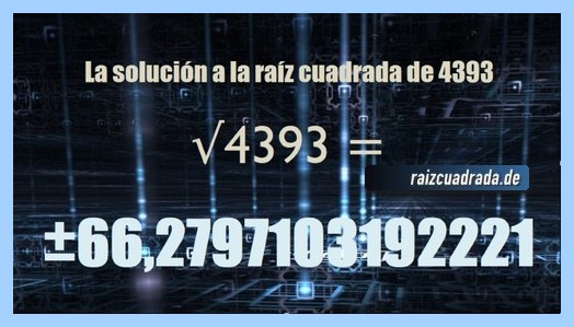 Solución obtenida en la resolución operación raíz cuadrada de 4393