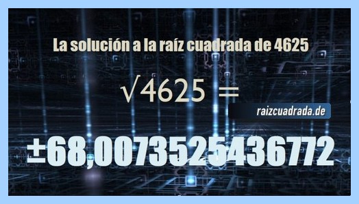 Solución obtenida en la resolución raíz cuadrada de 4625