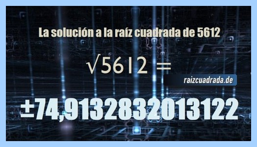 Solución final de la operación matemática raíz de 5612