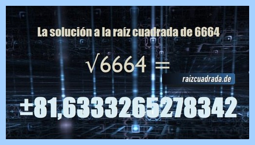 Solución conseguida en la operación matemática raíz de 6664