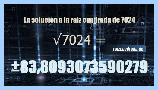 Solución final de la resolución operación matemática raíz de 7024